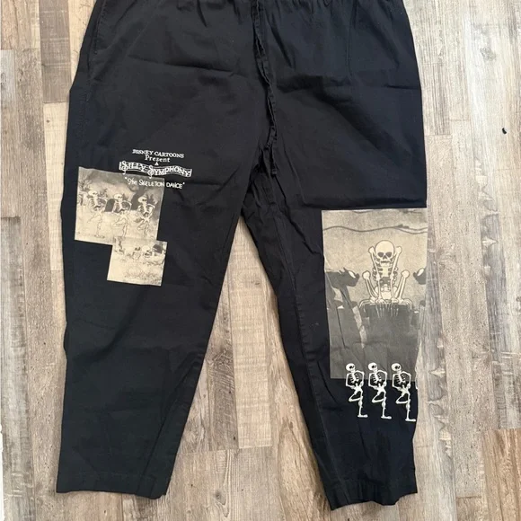 Disney Skeleton Dance Black Skeleton Print Pants - Picture 1 of 5